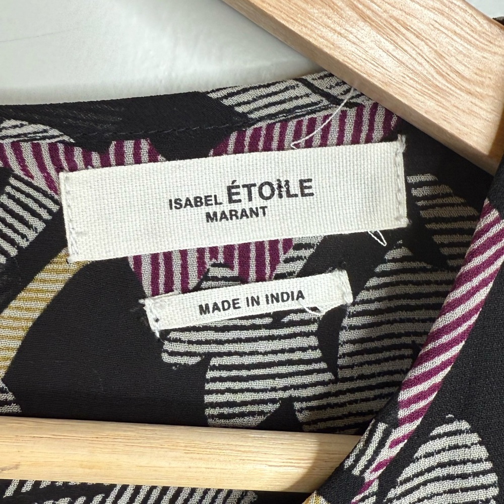ISABEL MARANT ÉTOILE Java Printed Ruffled Mini Dress Black Floral Size 2 US - Picture 6 of 12